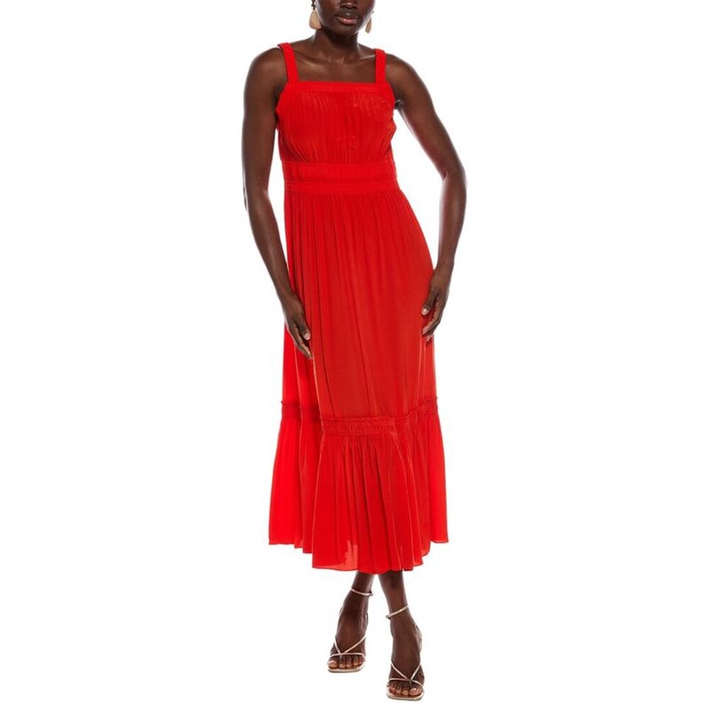 Marc Cain Womens Solid Midi Dress, Red